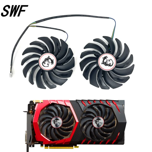 2 SZTUK PLD10010S12HH DC12V 0.40A 4PIN DO MSI RX 470 480 570 580 GTX 1080Ti 1080 1070 1060 Wentylator chłodnicy karty graficznej 10010B