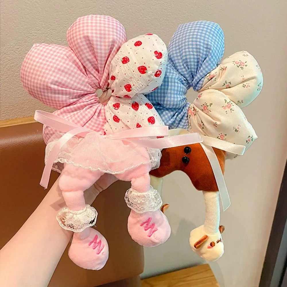 

Fashion Cartoon Animal Butt Hair Rope Cute Cloth Plaid Flower Hair Ring Headwear Quirky Style Cotton Filled Scrunchies Women