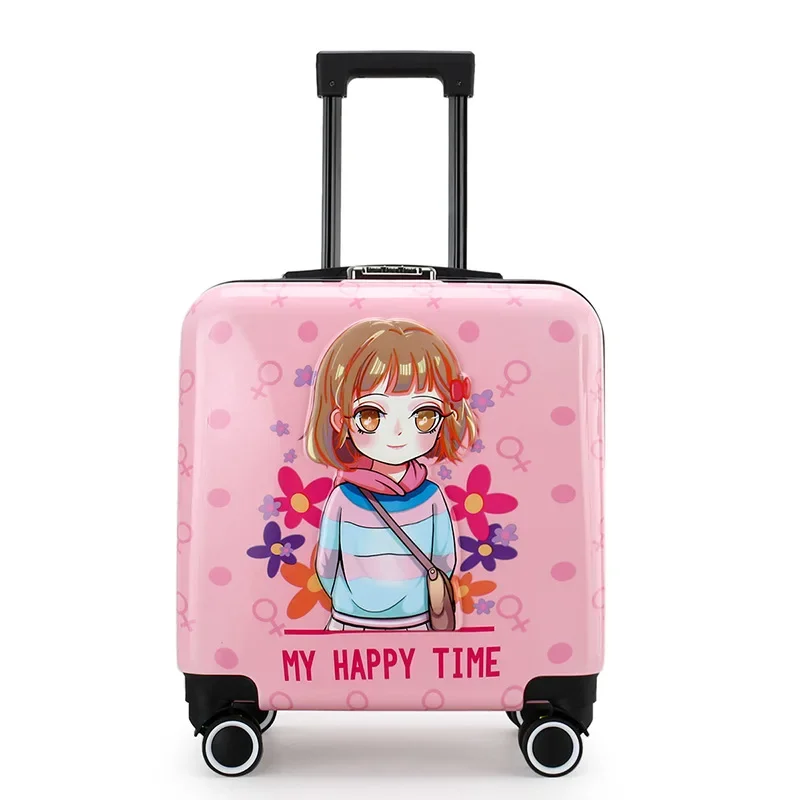 New cartoon kids travel suitcase on wheels,carry on cabin trolley luggage bag,girls rolling luggage case,children gift,suitcase