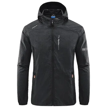 Men's UPF 50+ UV Protection Windbreaker Quick Dry Jacket Outdoor Sun-Protective Thin Hiking Fishing Cycling Hooded Sport Light 5