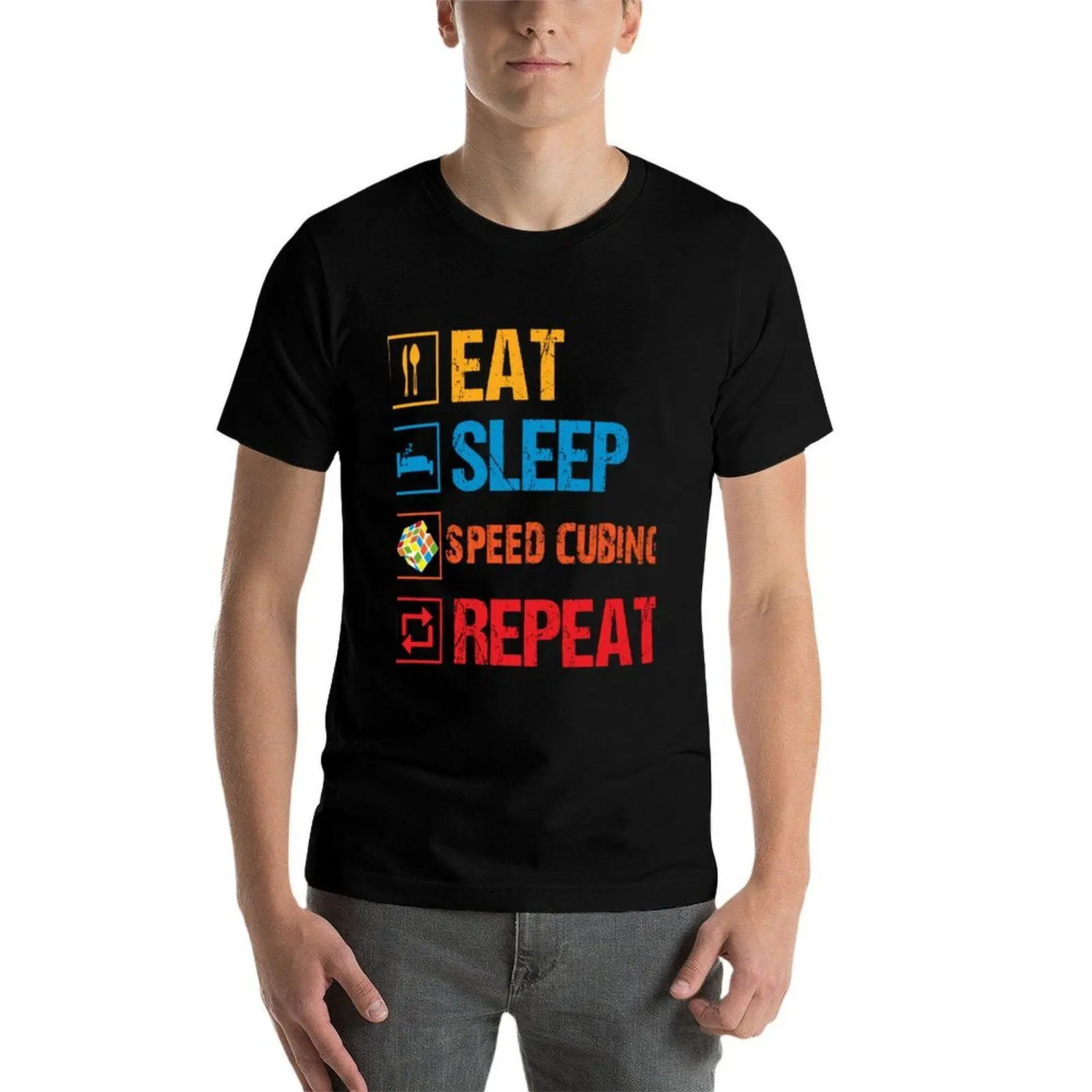 Eat Sleep Speed Cubing Repeat T-Shirt sublime graphic t shirts t shirts for men cotton 3
