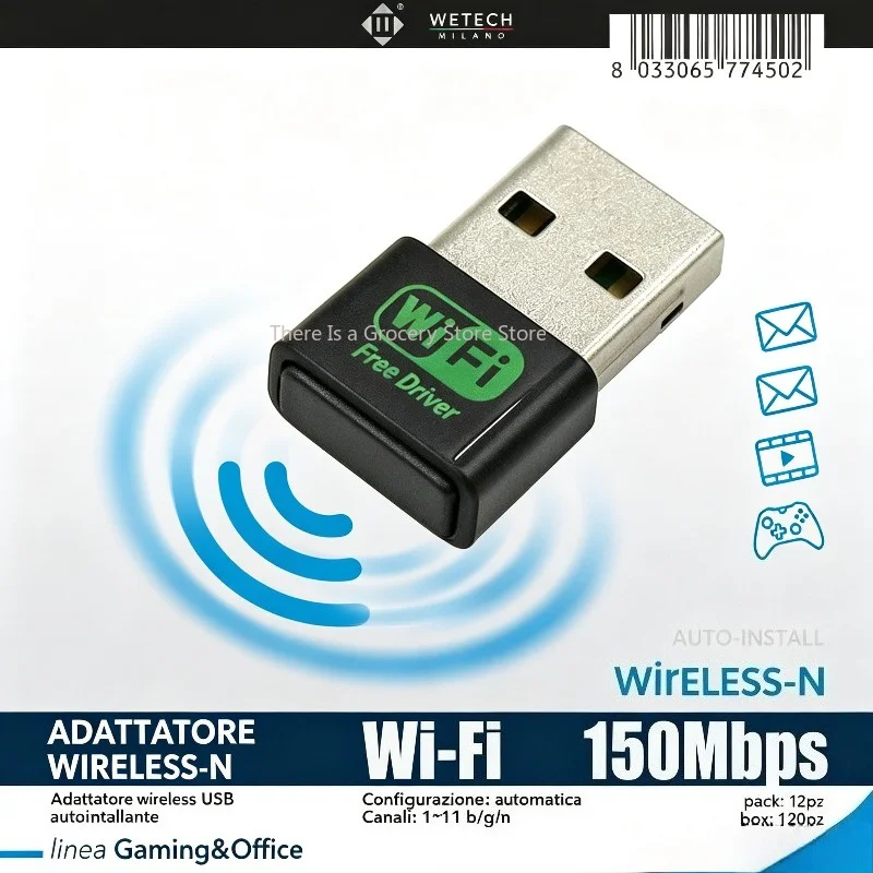 WETECH WI50, adattatore di rete wireless USB WiFi da 150 Mbps, facile da installare e utilizzare.