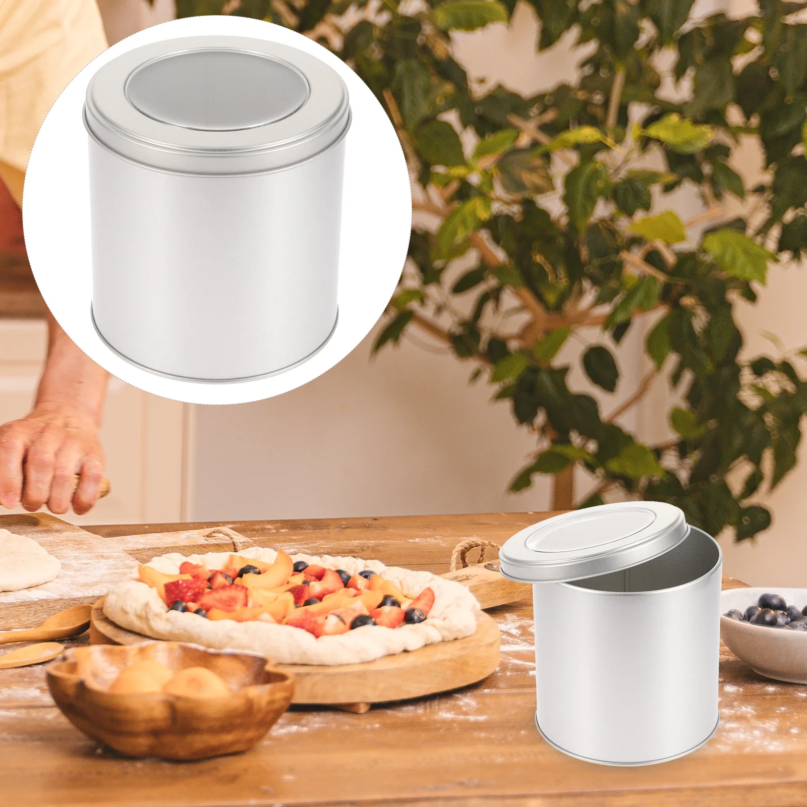 

2pcs Can Airtight Portable Tinplate C Food Storage Home Kitchen Storage Container Container Kitchen Loose Leaf Holder