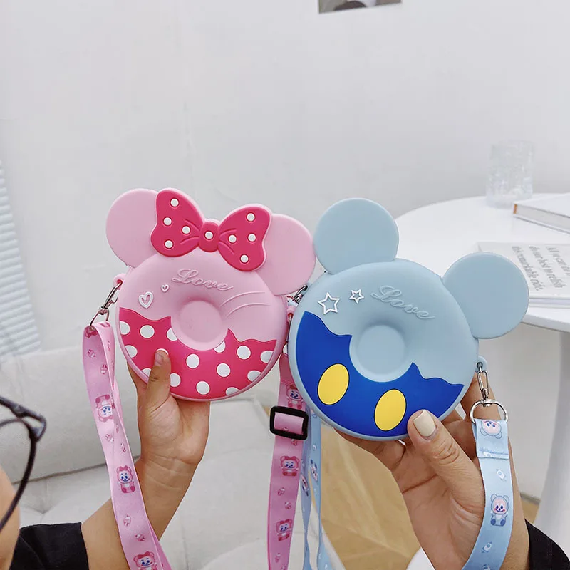 Disney-Sac à bandoulière Minnie Cartoons pour filles, sacs initiés, porte-monnaie, gel de pton, imperméable, petit, cadeaux pour enfants