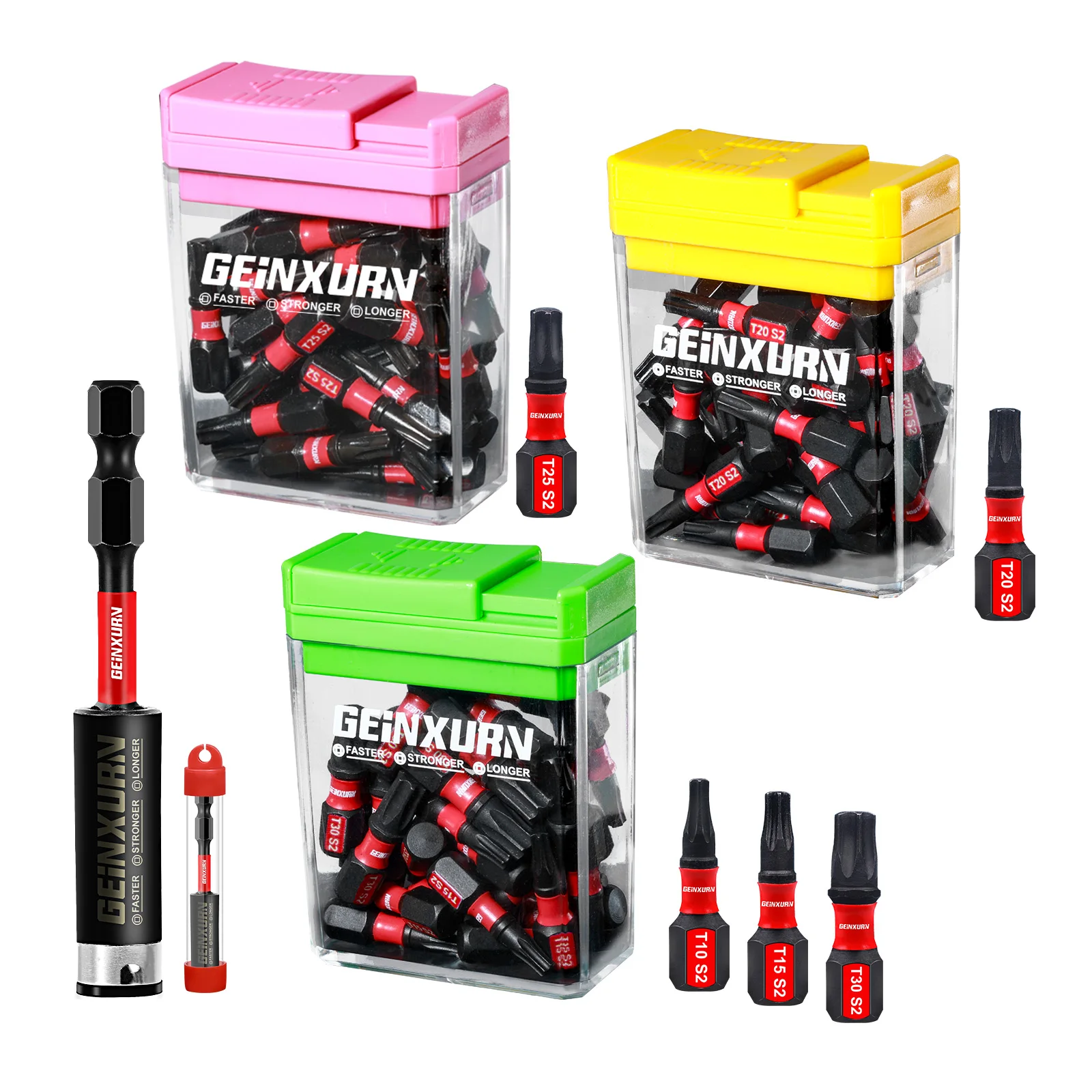 Geinxurn Impact Torx Screwdriver Bits Set,91 Pcs(T10/T15/T20/T25/T30) S2 Steel Multi Star Driver Bits with Storage Colorful Box