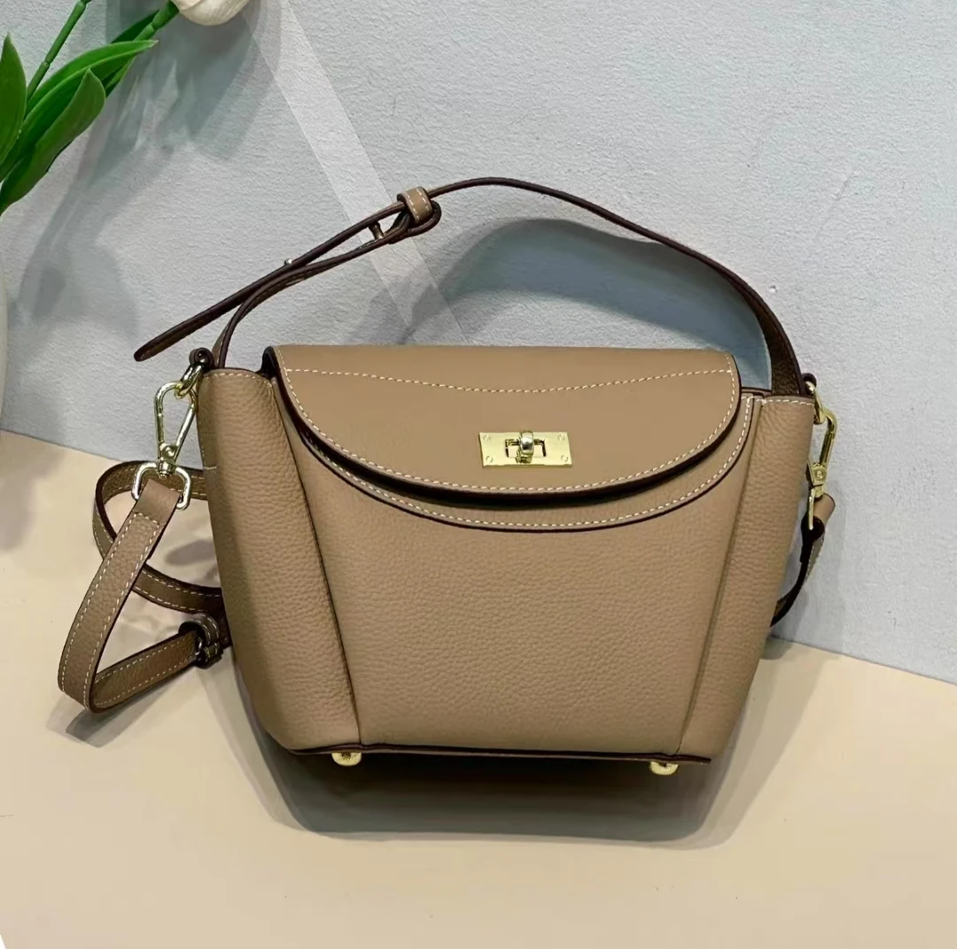 Zency Elephant Grey Khaki Genuine Leather Tote Bag For Women Elegant Commuters Shoulder Crossbody Handbag Top Handle Bags