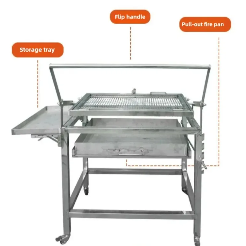 Professional 360° Rotating Grill Heavy Duty Stainless Steel BBQ Spit Rotisserie for Chicken Fish Lamb Outdoor Party Cooking 6