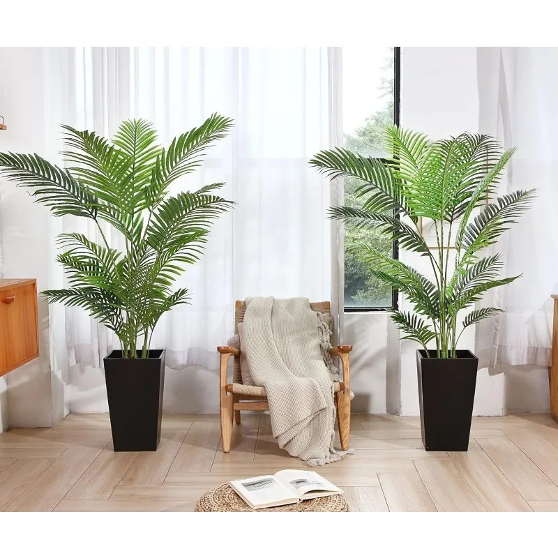 Imagem -05 - Palmeira Artificial Areca Árvore Falsa para Interior e Exterior Árvore Falsa de Pés com 17 Troncos Conjunto de 2