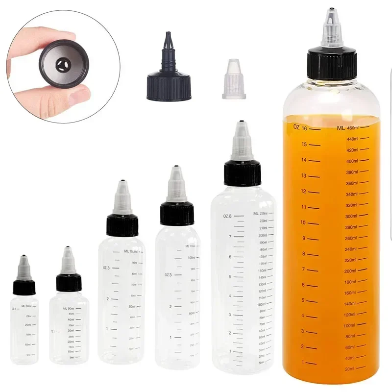 50Pcs 30/60/100/120/250ML Empty PET Plastic Dropper Bottles W/ Twist Tops Black Lids Squeeze Liquid ink Pigment Oil Containers