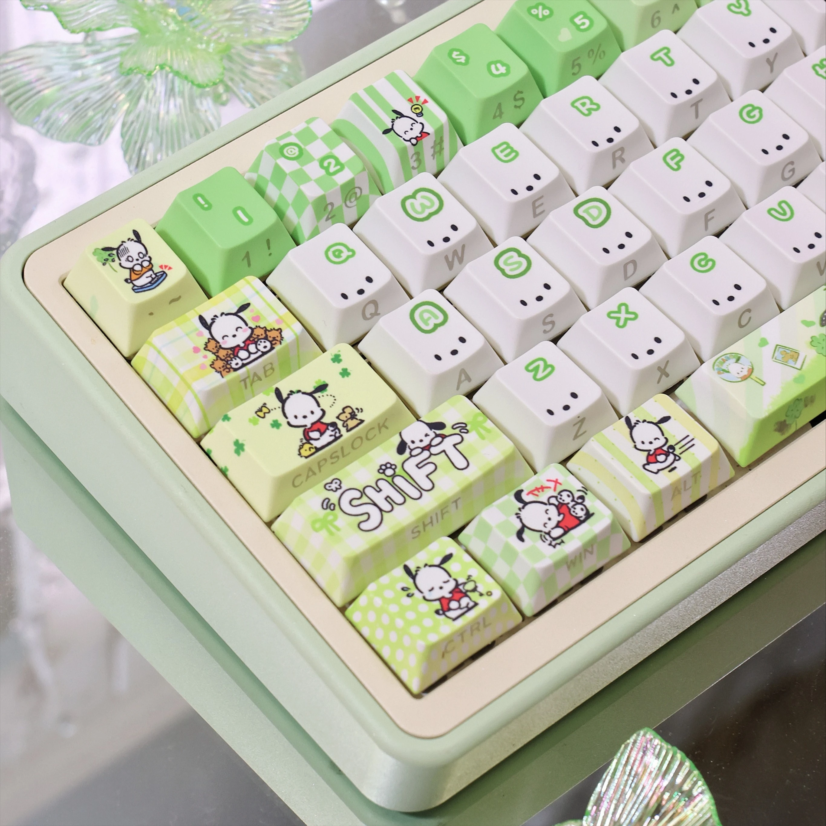 Kawaii Pochacco Themed Keycaps 122-key MOA Cherry Profile BPT Sublimation Side-Lit MX Switch Gaming Mechanical Keyboard Keycaps