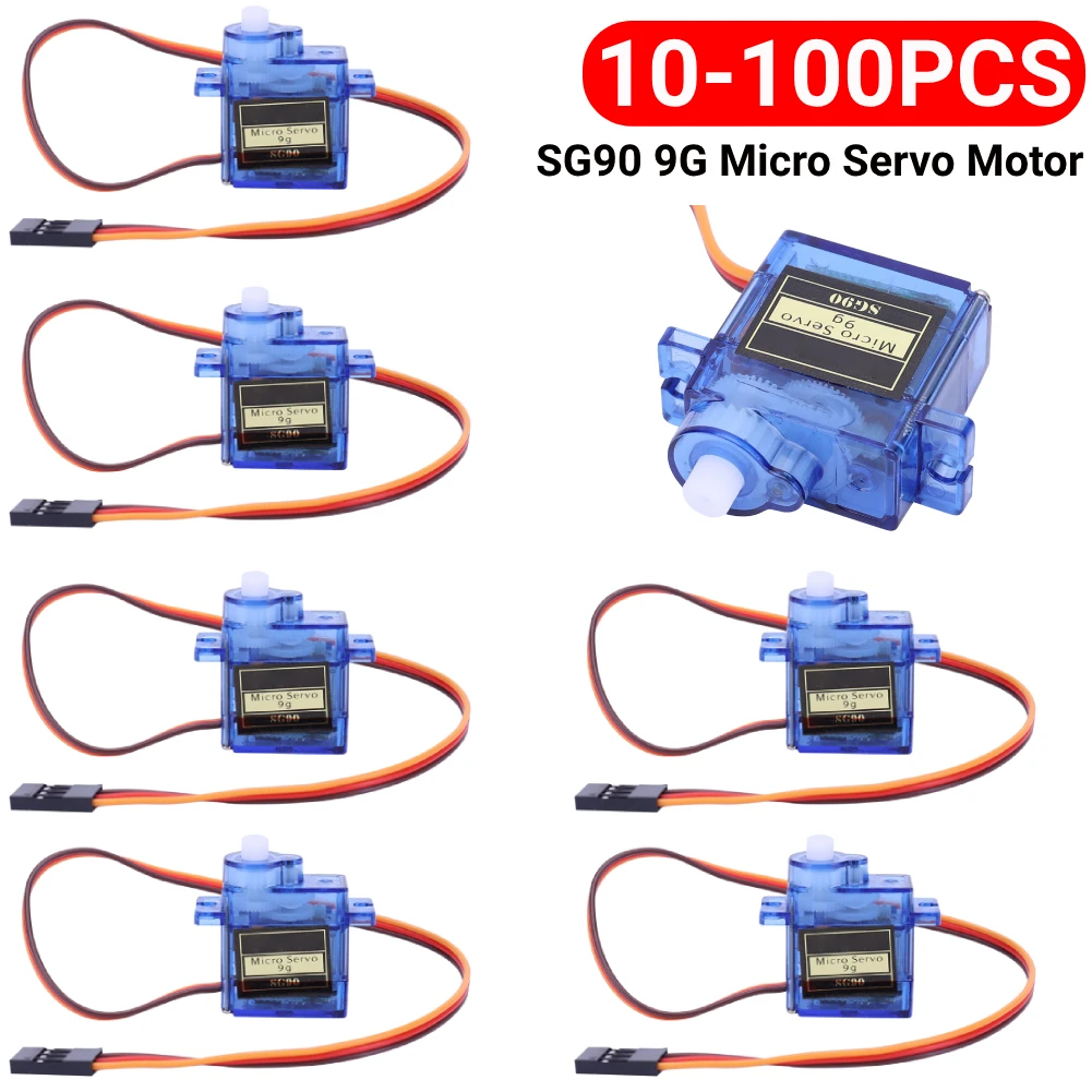 10-100pc SG90 9G Micro Servo Motor 180/360 Degrees for RC Helicopter Aircraft Airplane Fixed-Wing Micro Gear Servo Motors