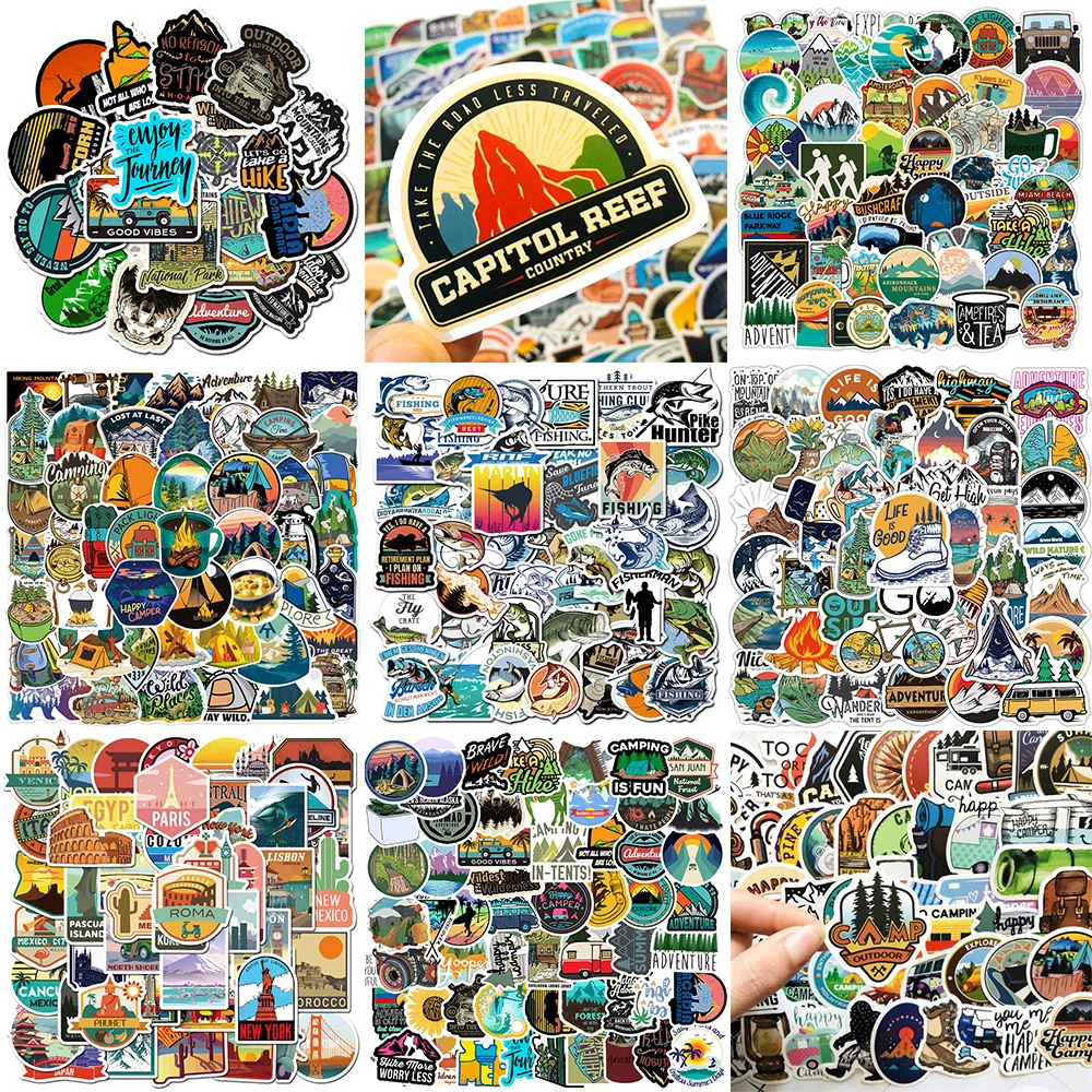 10/30/50PCS Popular Outdoor Stickers Series Summer Travel Cartoon Graffiti Skateboard Suitcase Helmet Phone Decoration Wholesale