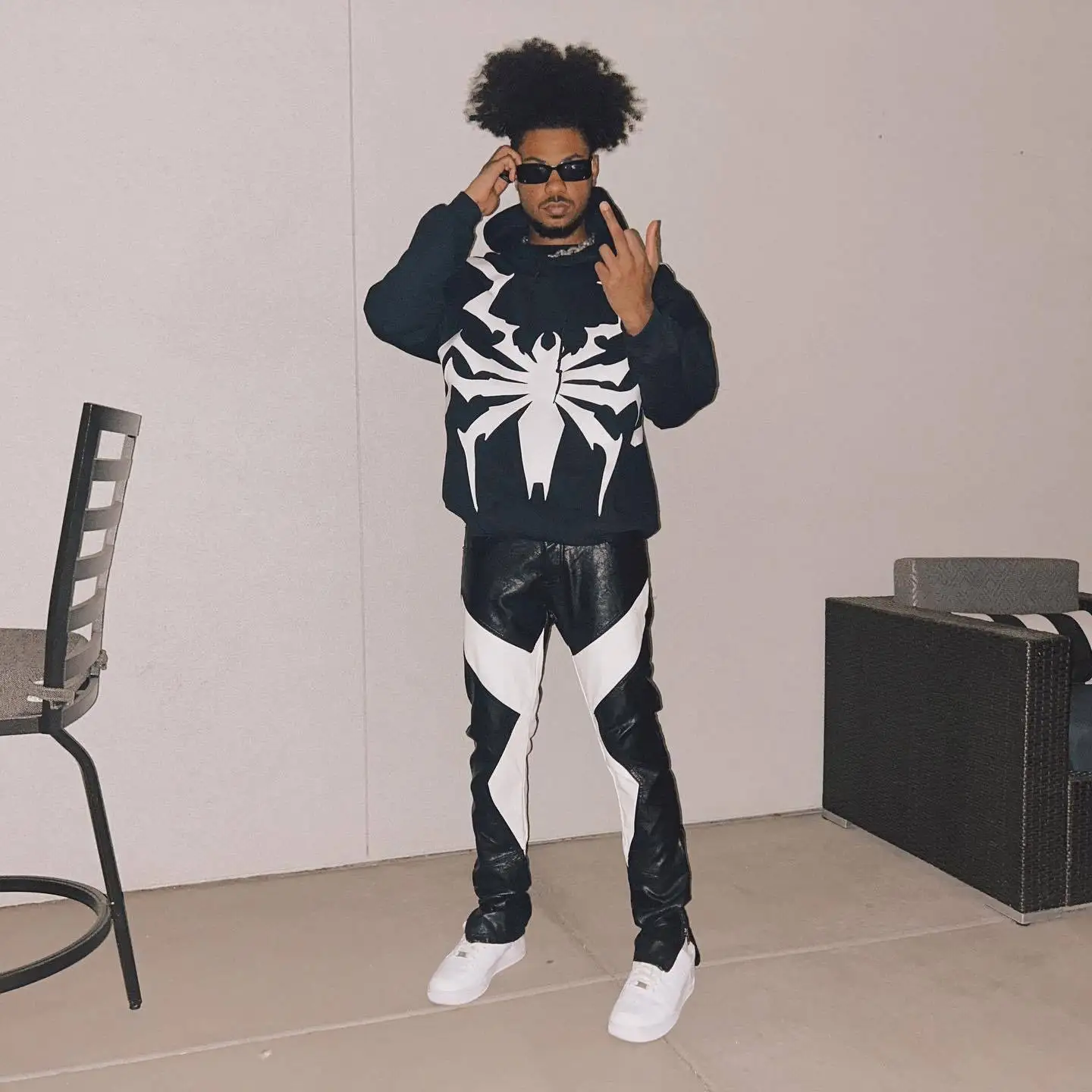 ​​Unisex Hip Hop Punk Aesthetic Gothic Fashion Hoodies Women Spider Print Loose Sweatshirt Long Sleeve Hoodies Streetwear Tops