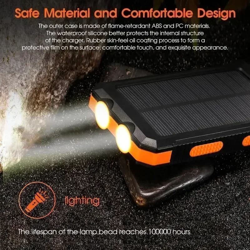 USA Shipped 10000mAh Solar Charger | Fast Charge + Flashlight | All-Weather Hiker’s Lifesaver