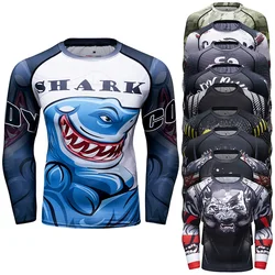 Rashguard magliette termiche a compressione MMA da uomo boxe abbigliamento invernale Sport Base Layer top Bjj Sport Athletic Running t-shirt