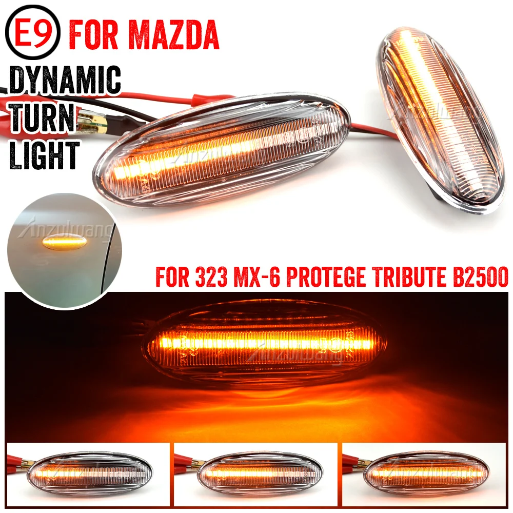 2pcs Car LED Dynamic Side Marker Lamp Turn Signal Light B33P51120A For Ranger South Africa Type B2500 MAZDA 323 Familia Protege