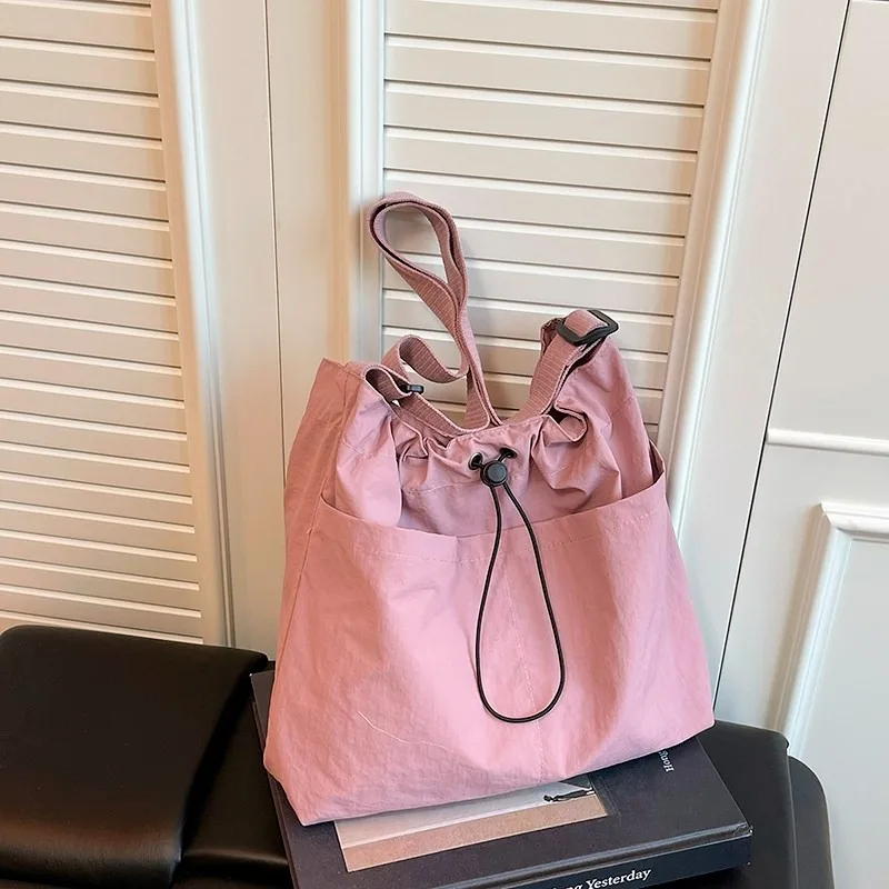 

Nylon String Summer New Tote Bag Solid Color Soft Simple 2025 Hot Sale Bags for Women Large Capacity Versatile Shoulder Bag