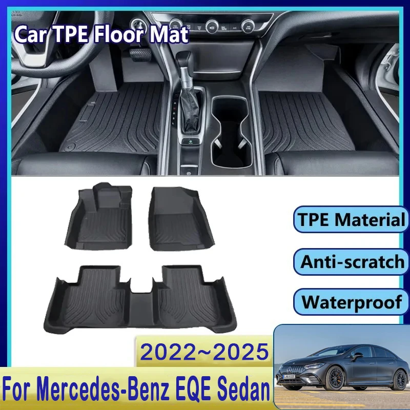 

Car Floor Mats For Mercedes-Benz EQE Sedan V295 2022 2023 2024 2025 Waterproof Pads Foot Carpet Floor Cover Set Auto Accessories