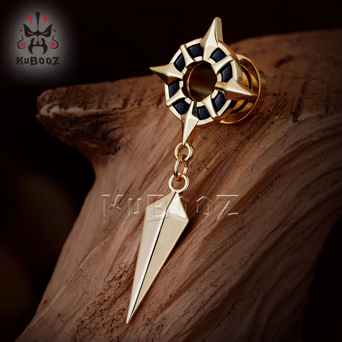 KUBOOZ 1 Paar Gothic Stern-Spike Ohr-Tunnel mit Schraubverschluss, Ohr-Plugs, Hypoallergener Piercing-Schmuck – Detail 5