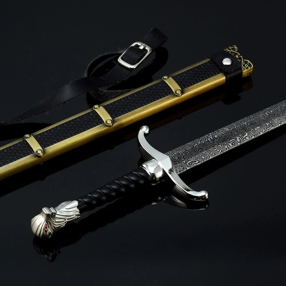 Arma cavaliere medievale spada Longclaw film periferiche 30cm metallo Melee modello di arma spada Samurai con cinghie regali giocattoli ragazzi