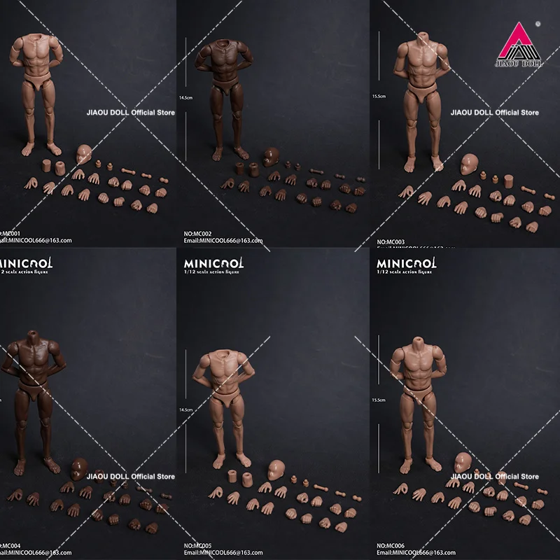 MINI COOL MC001 MC006 1/12 Male Super Flexible Movable Muscle Joint Body With Head Full Set 6inch Soldier Action Figure Doll