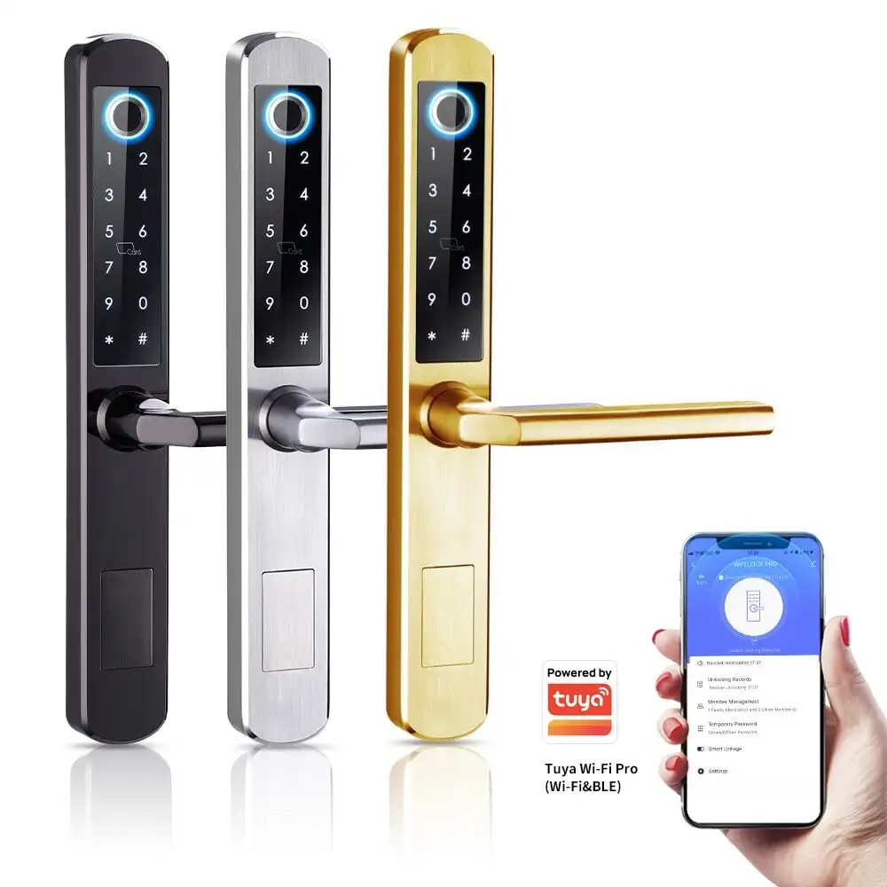 304 Stainless steel Smart Aluminum door lock 4585 3085 FingerPrint tuya ttlock card Pincode Keypad Smart Door Lock of Grill Door