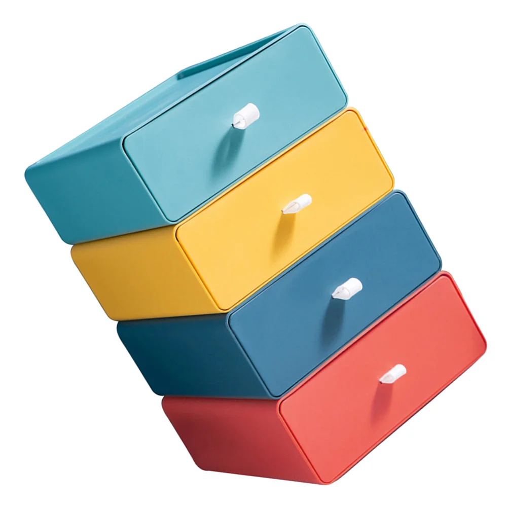 

4 Pcs Storage Box Stackable Drawer Desktop Drawers Office Laptop Stand Table Case Container