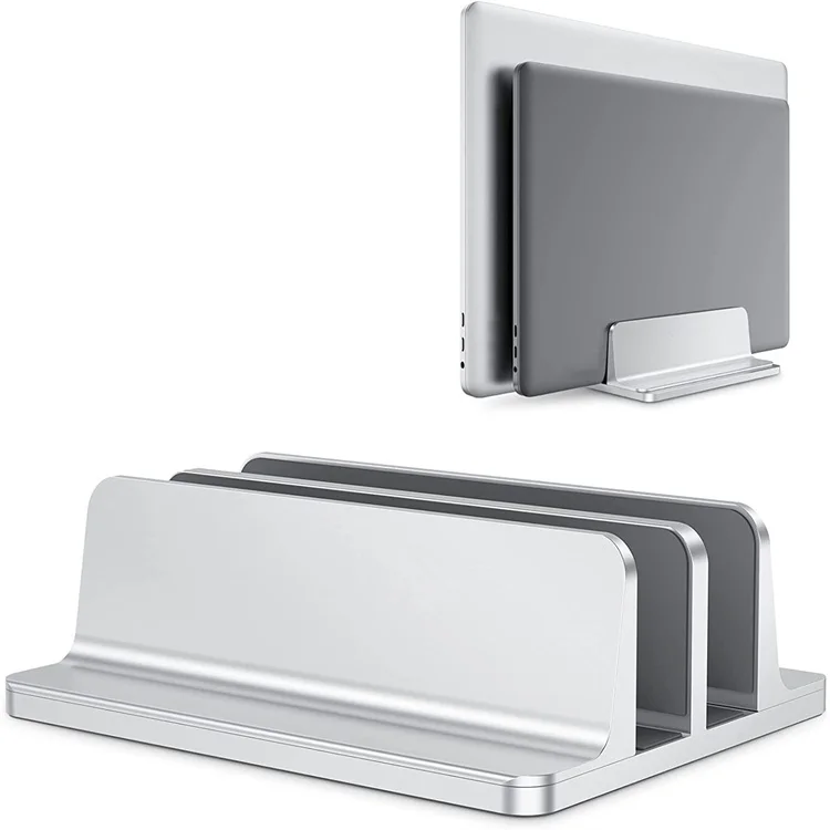 2 Slots Vertical Aluminum Laptop Stand Portable Computer Holder For Laptop