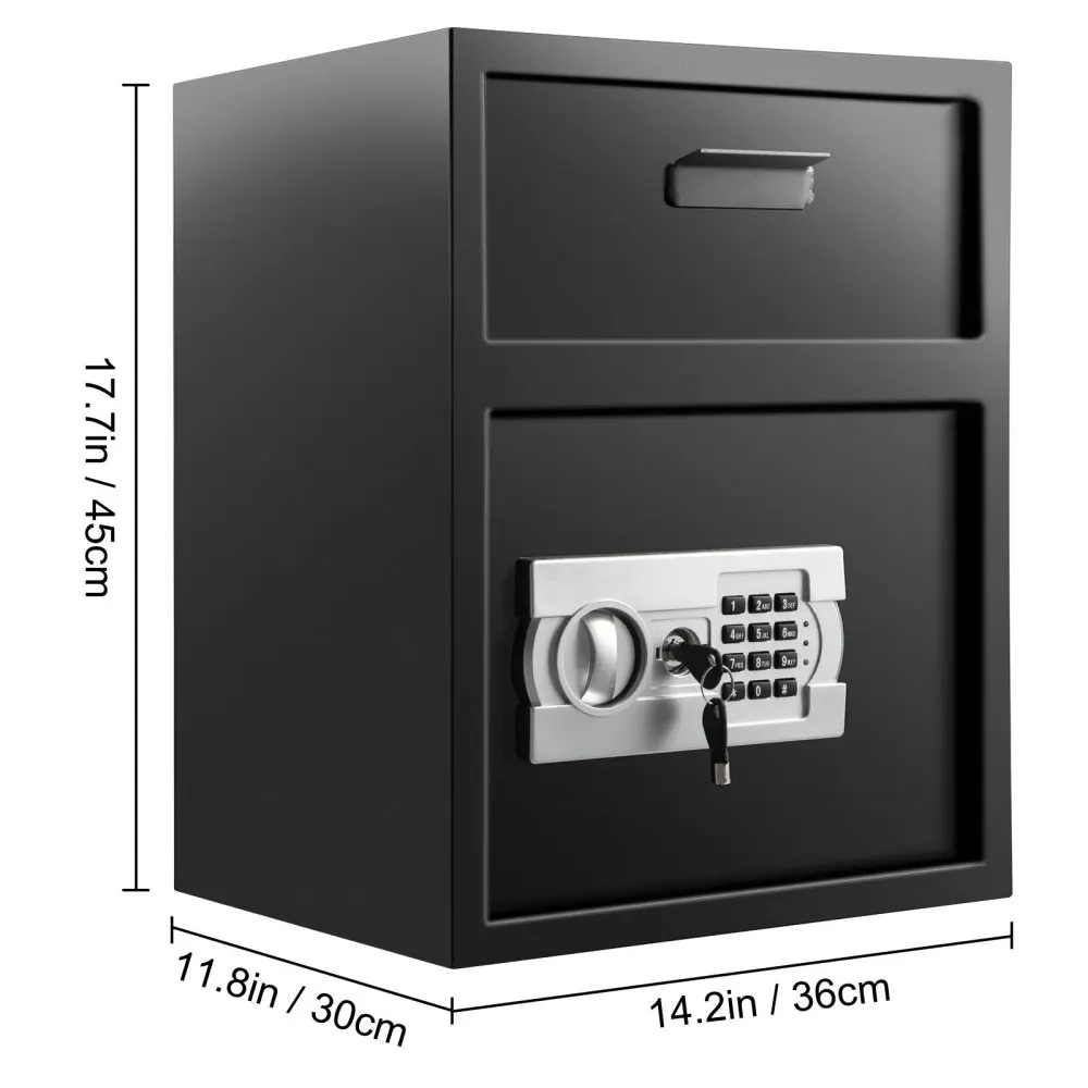 VEVOR Digital Depository Safe 1.7 Cubic Feet Made Carbon Steel Electronic Code Lock Depository Safe Deposit Slot Two Emergency