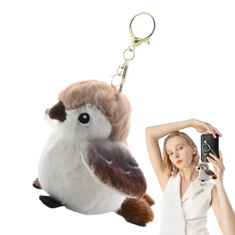 Cute Bird Plush Pendant Cartoon Chubby Bird Parrot Sparrow School Bag Keychain Exquisite Birthday Gift Car Pendant