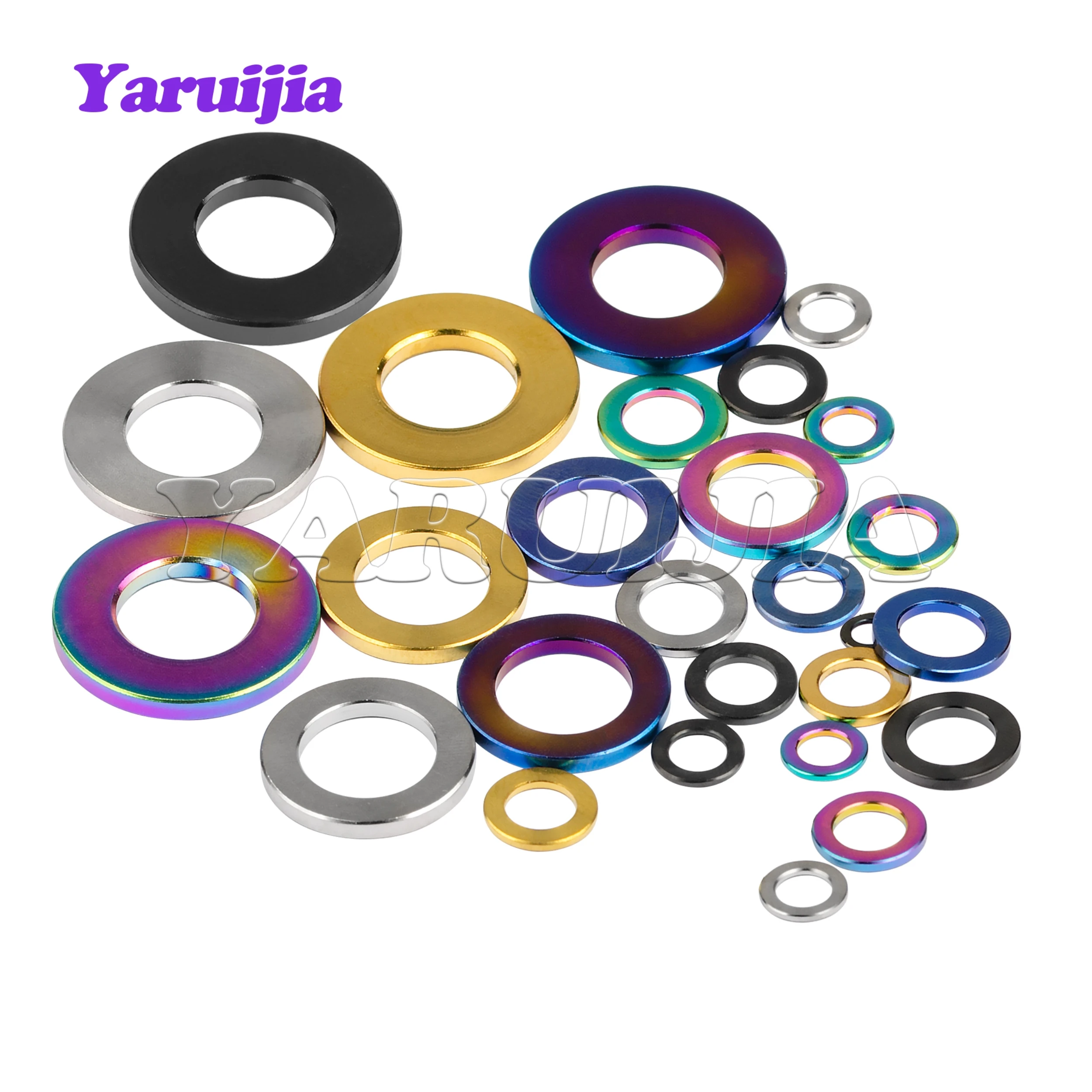 Yaruijia Titanium M3/M4/M5/M6/M7/M8/M10/M12/M14 Titanium Spacer Washer for DIN912 Bolt Screw Bicycle Motorcycle Parts