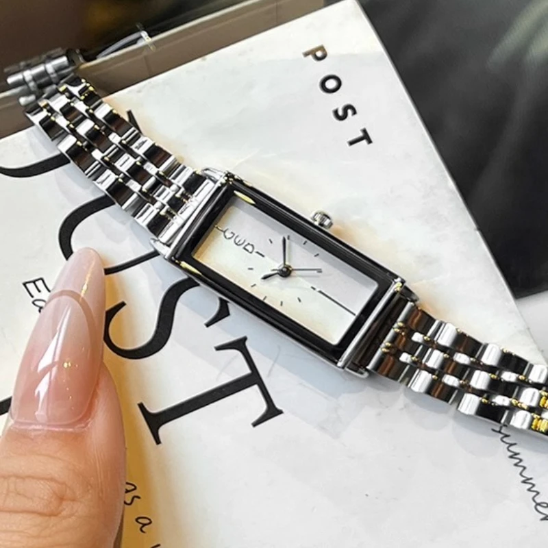 

Высококачественные роскошные женские часы из нержавеющей стали, белые часы, прямоугольные студенческие часы в винтажном стиле, подарок на день рождения для женщин