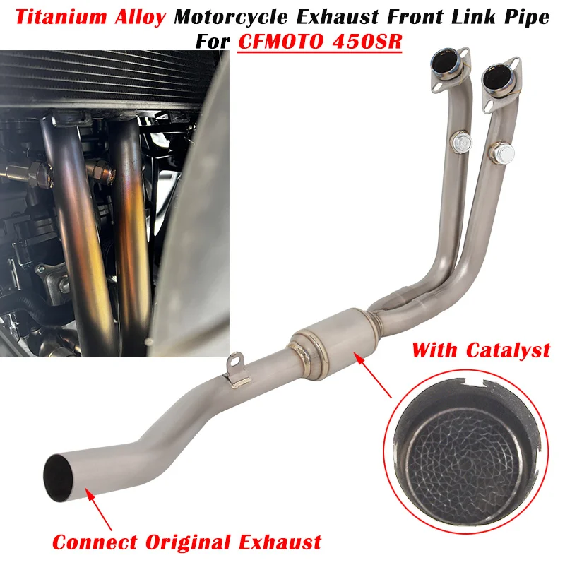 

Slip On For CFMOTO 450SR Motorcycle Exhaust Escape System Modified Front Pipe With Catalyst Connect Original Muffler Titanium