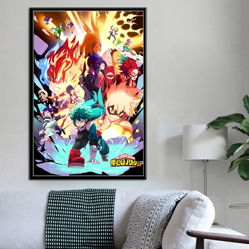 Canvas Painting Anime Poster My Hero Academia Animation Figure Midoriya Izuku Wall Art Home Decor Decoration Kawaii Room Decor