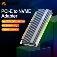 MAIWO M.2 NVME SSD Adapter Expansion Card NVMe to PCIe X4 X8 X16 Converter Card with Aluminum Heat Sink RGB Indicator for Pc