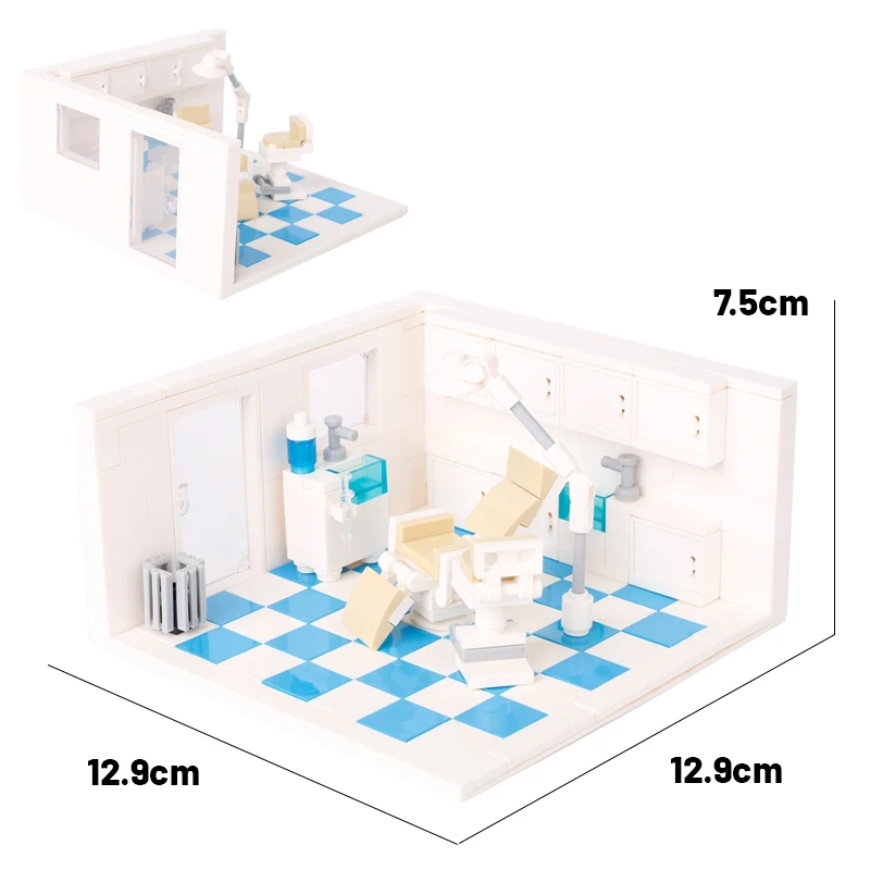 MOC City Dental Clinic Scene Building Blocks Street View Doctor Dentist Stomatological Hospital Accessories Bricks Friends Toys