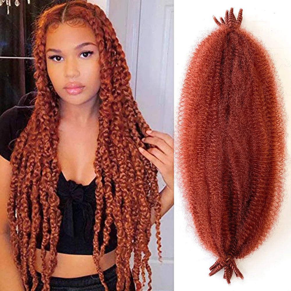 Springy Afro Twist Hair Synthetic Hair Extension For Black Women Copper Red Marley Crochet Braiding Hair For Distressed Locs