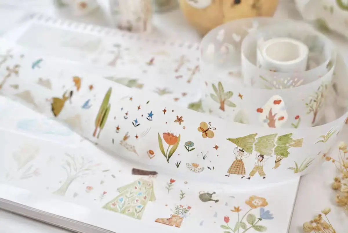 1 Loop 120cm Fairy Forest Flower Girl Matte PET Washi Tape DIY Decor Card Making Scrapbooking Planner Sticker