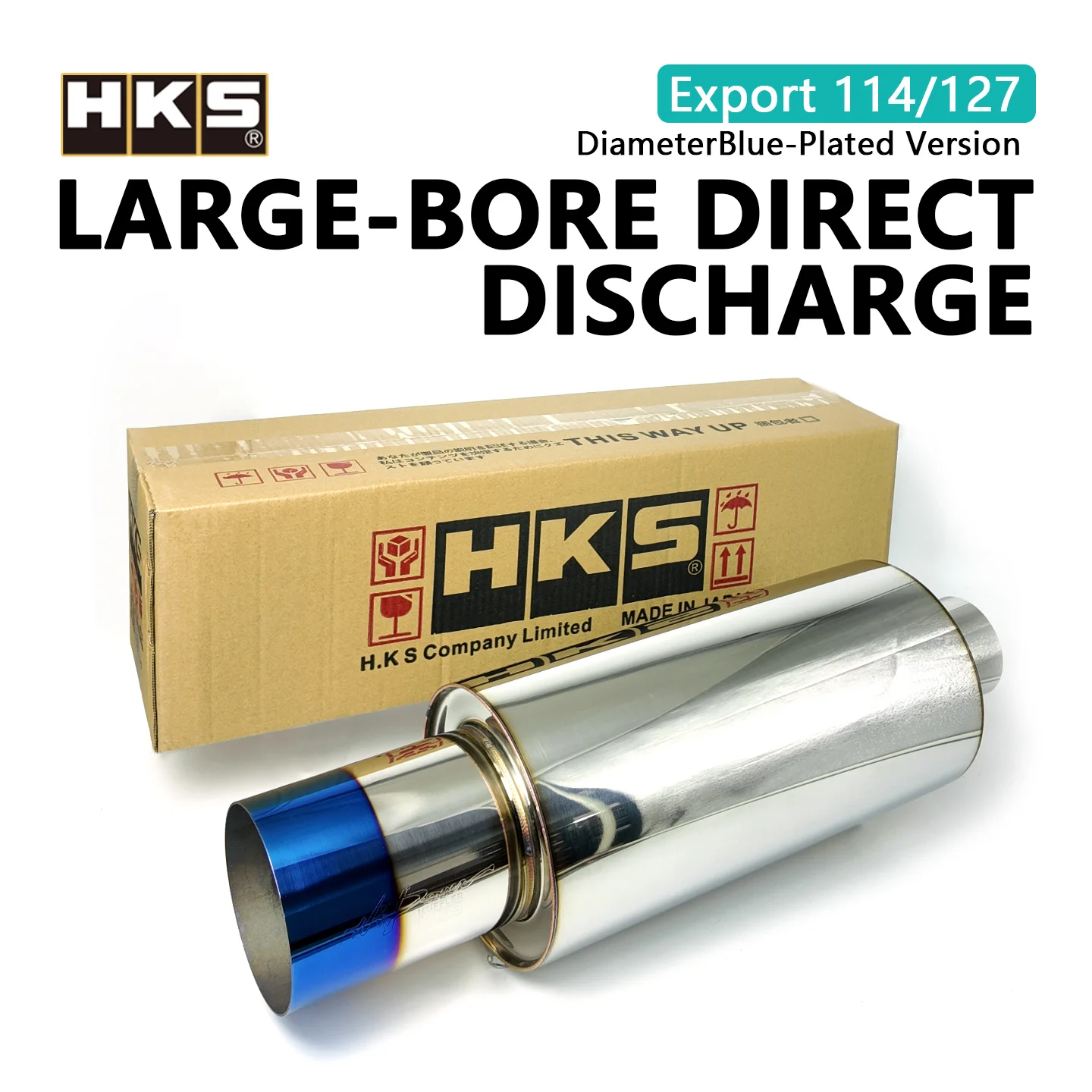 Silenciador de escape recto HKS de 114/127 mm de diámetro, alta potencia, gran flujo, sonido de escape de alto rendimiento, escape JDM