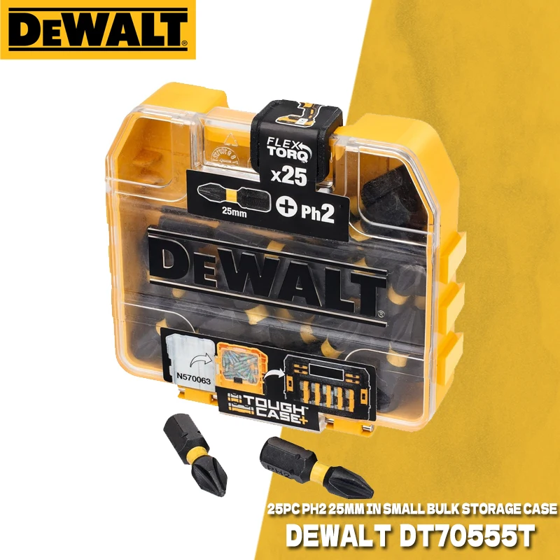 DEWALT DT70555T Extreme FLEXTORQ 25PC Set PH2 25mm Bit In Small Bulk Storage Case Dewalt Power Tool Accessories DT70555T-QZ