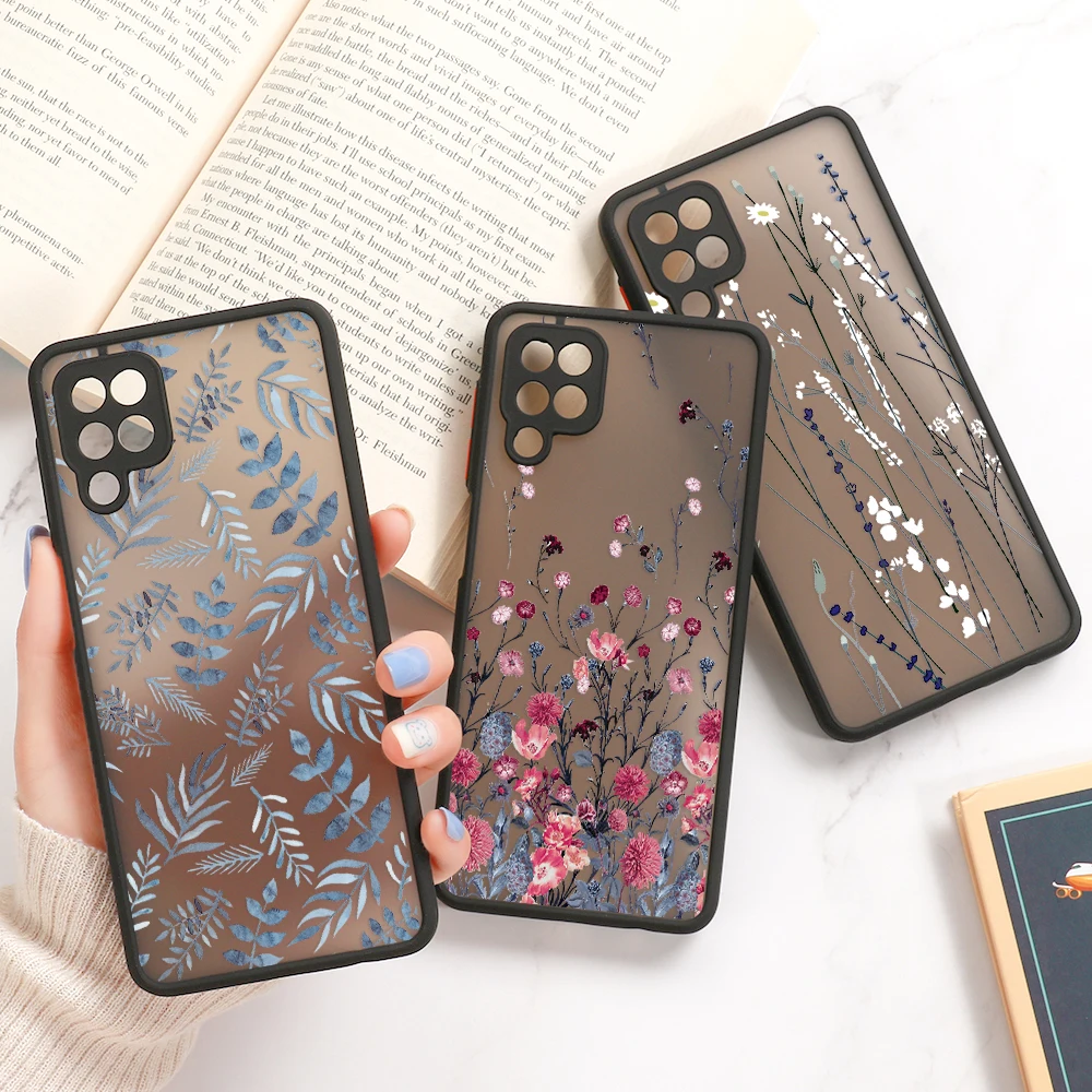 Flower Matte Case For Samsung A54 5G A34 A53 A33 A32 A55 A35 A14 A13 A05s A23 A22 A21s A52 A51 A50 A73 A72 A71 A70 Fundas Covers