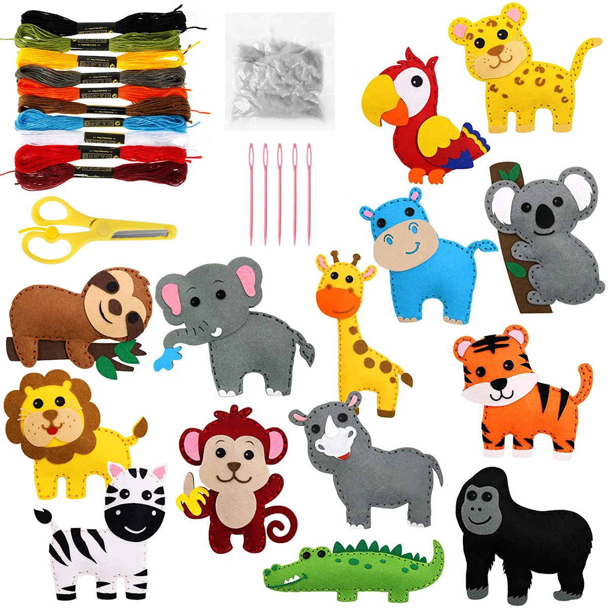 14 Teile/satz Nähen Filz DIY Nähen Tiere Handwerk Kit Für Kinder Anfänger Pädagogisches Kunst Spielzeug Nähen Set DIY Anfänger Handwerk werkzeuge