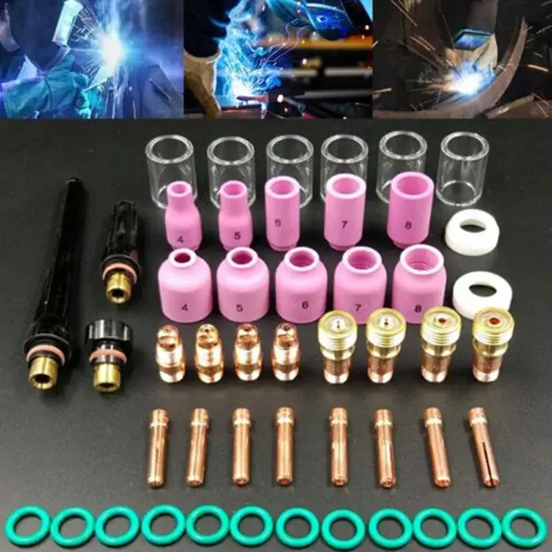 

49Pcs tig welding torch stubby gas lens glass cup kit for wp-17/18/26