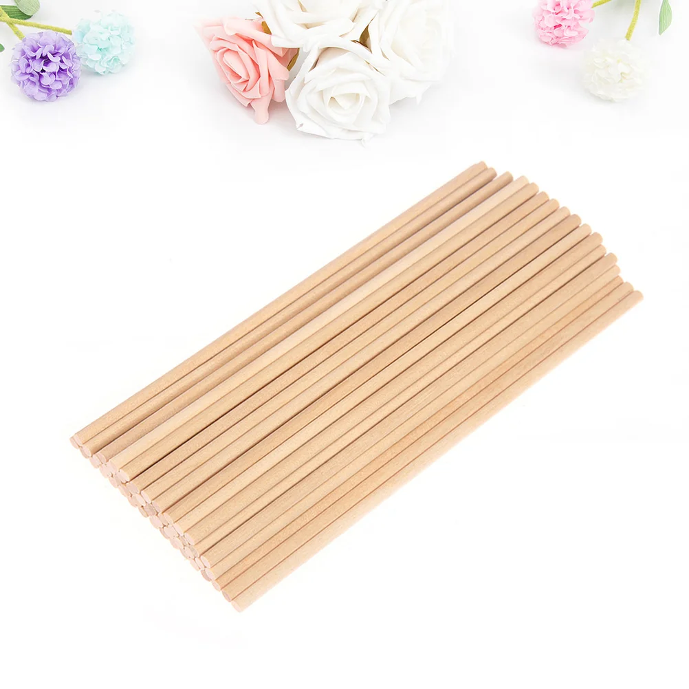 100 Pcs Model-building Materials Wooden Sticks Mini Smooth Surface Dowel Rods Craft Accessory Round