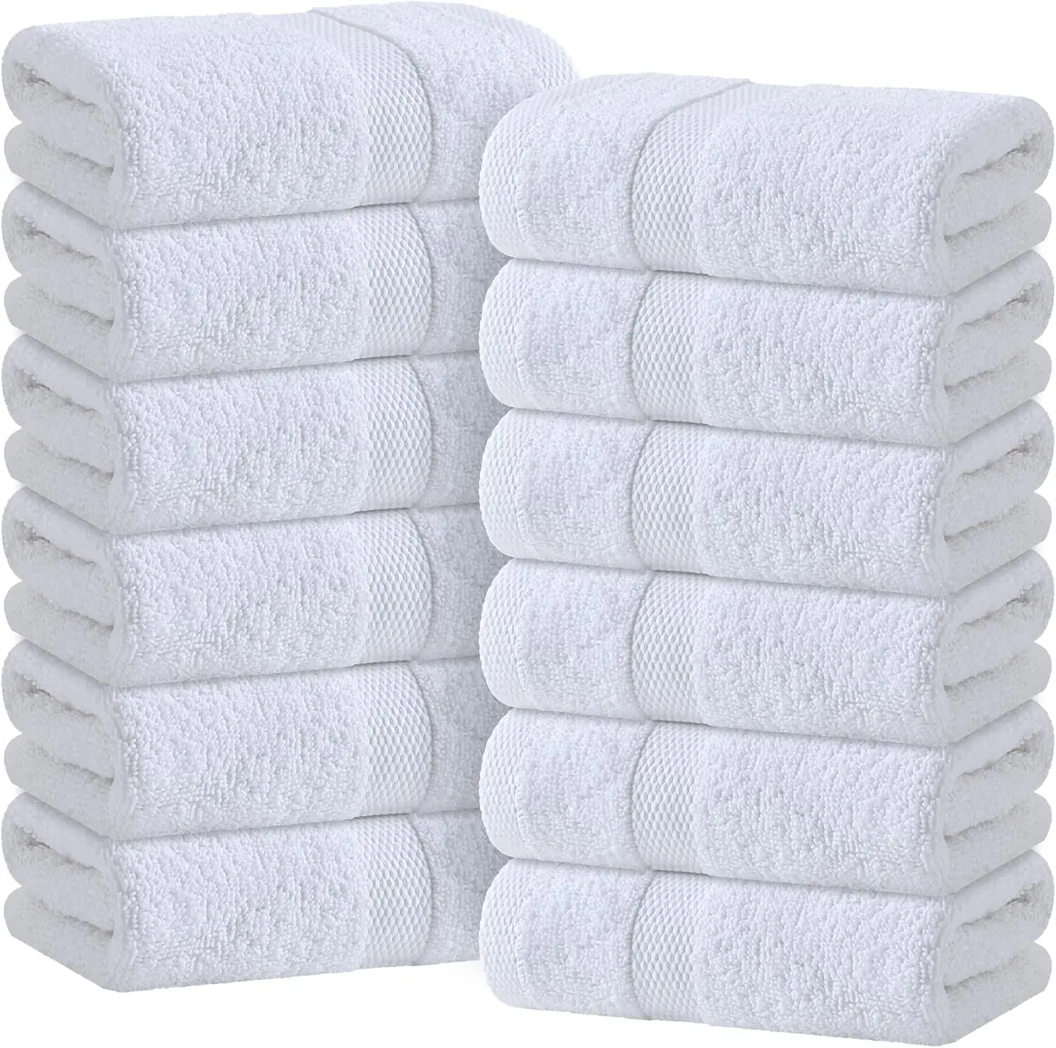 

12 Pack White Cotton Hand Towels, 16x27 Inches, Highly Absorbent Quick Dry Terry Towels for Bathroom Gym Kitchen Spa