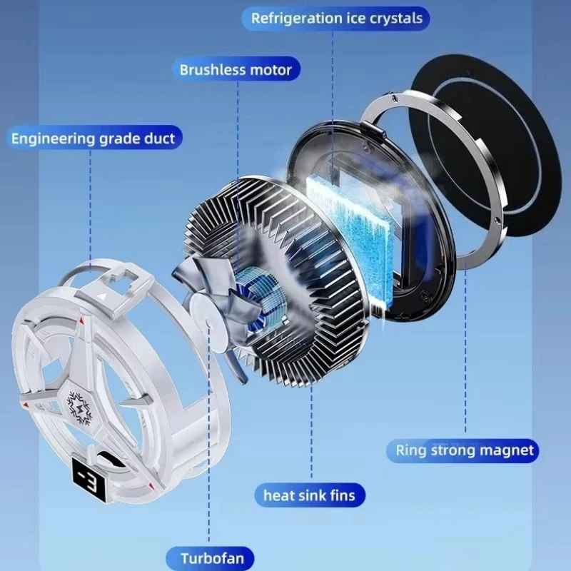 Three Gears Adjustable Mobile Phone Cooler Magnetic Suction Back Clip Semiconductor Cooling Radiator Back Clip with RGB Light view 5