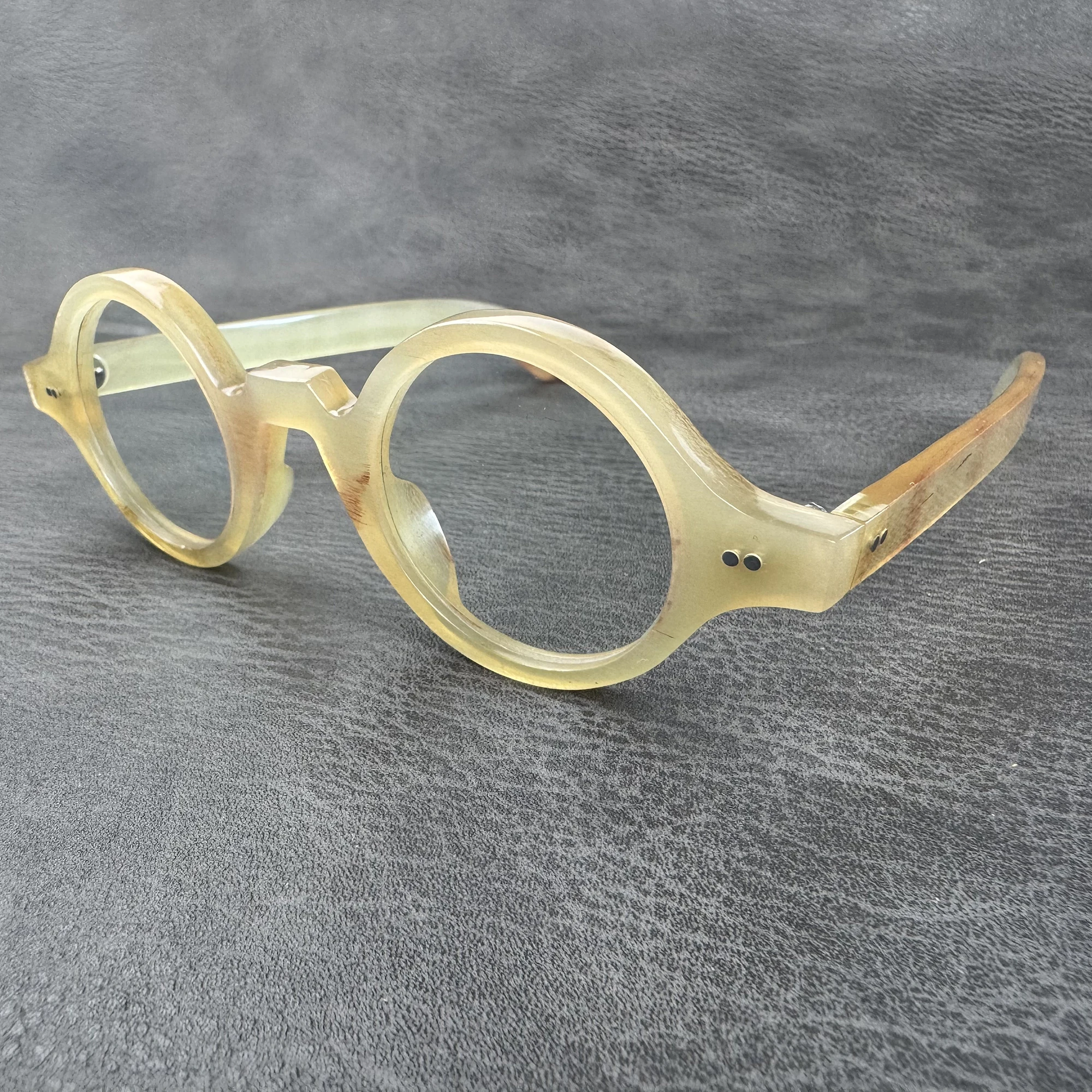Eyeglass Frames Unique Vintage Rivets Handmade Honey Horn Reading Optical Lens Men's Glasses Frame Prescription Eyeglasses