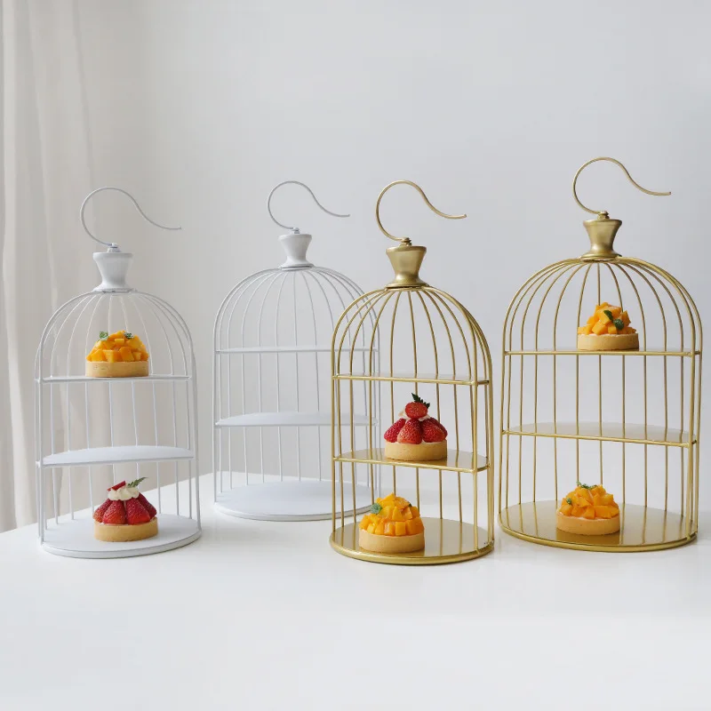 Птичья клетка, подставка для торта, стол для демонстрации десерта, держатели для тортов на день рождения, свадьбу, железное хранилище, тарелки для конфет, закусок, декор для рабочего стола