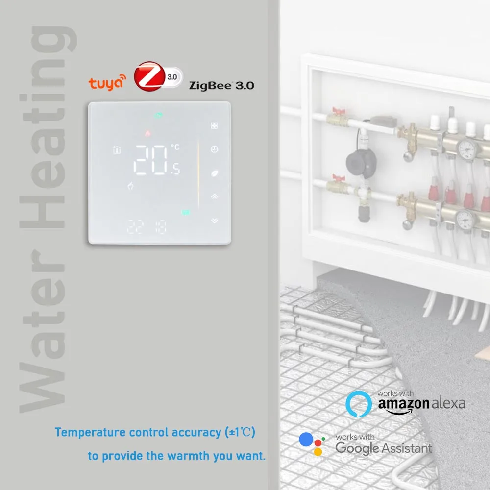 ZigBee floor heating temperature controller TUYA water heating thermostat control NO and NC switch 24v 220v Optional