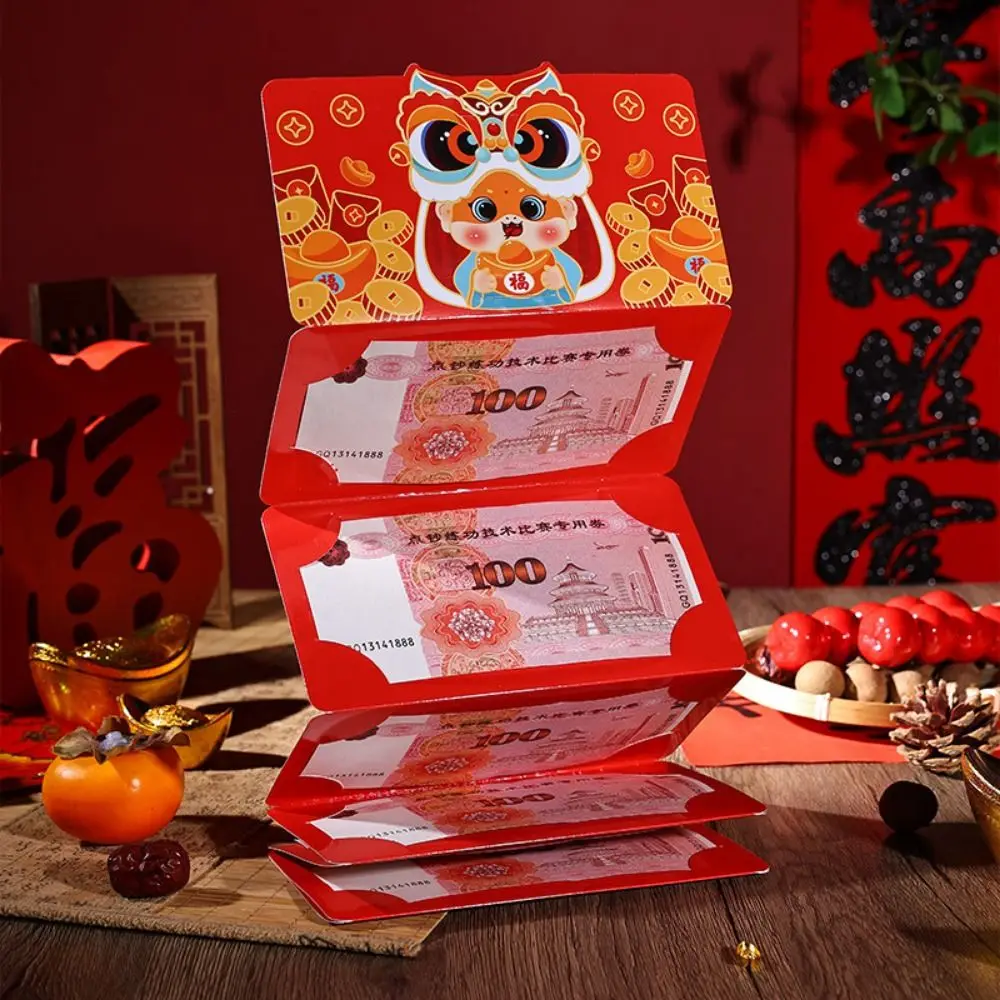 

2/5/6/10 Slots Cartoon Folding Red Envelope National Trend Cute 2025 New Year Packet DIY Packing Snake Year Red Packet Wedding